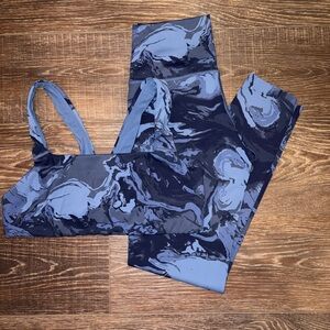 Aerie Blue Marble Print Activewear Set